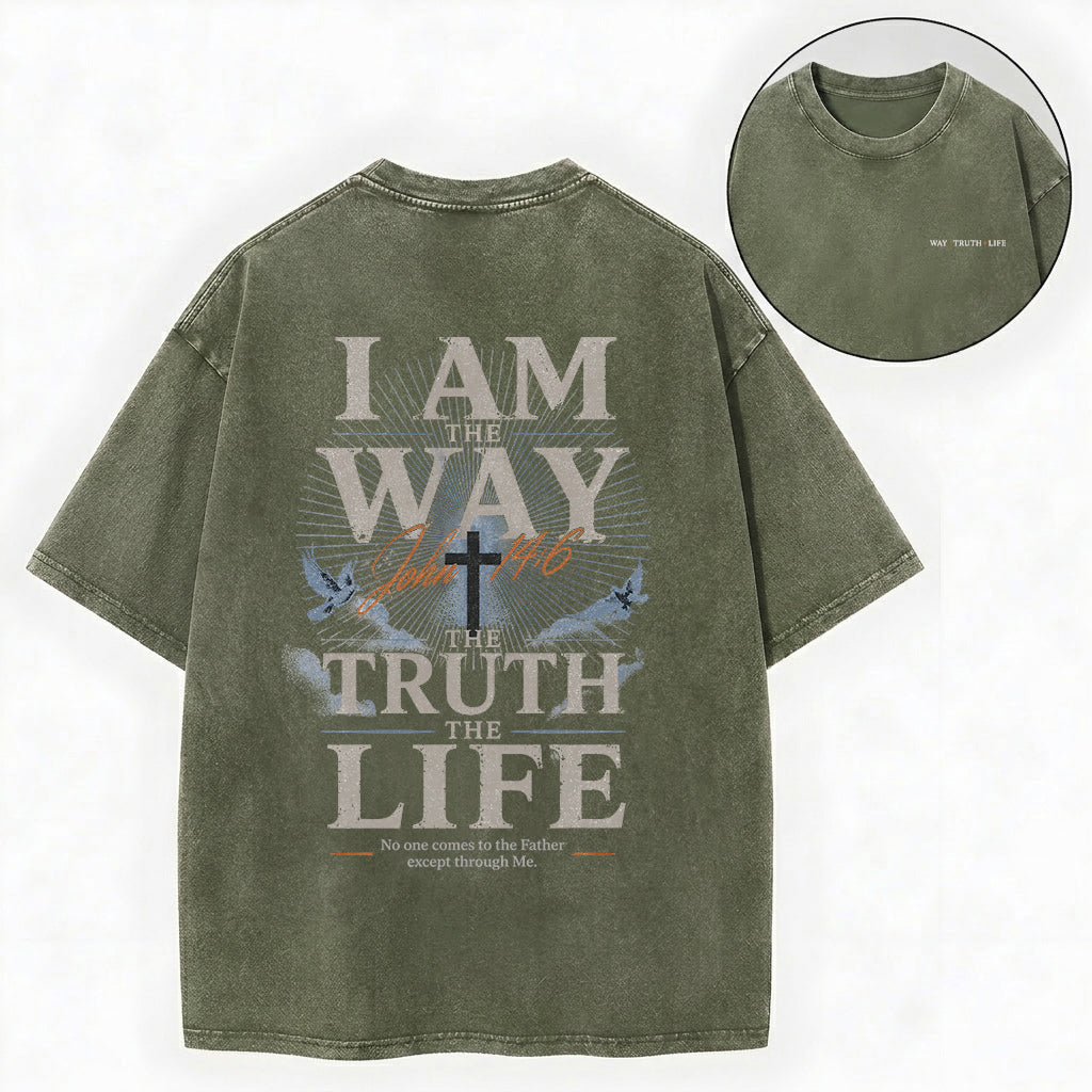 Jesus Is The Way Christian Washed T-Shirt – Vintage Christian Streetwear Tee