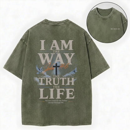 Jesus Is The Way Christian Washed T-Shirt – Vintage Christian Streetwear Tee