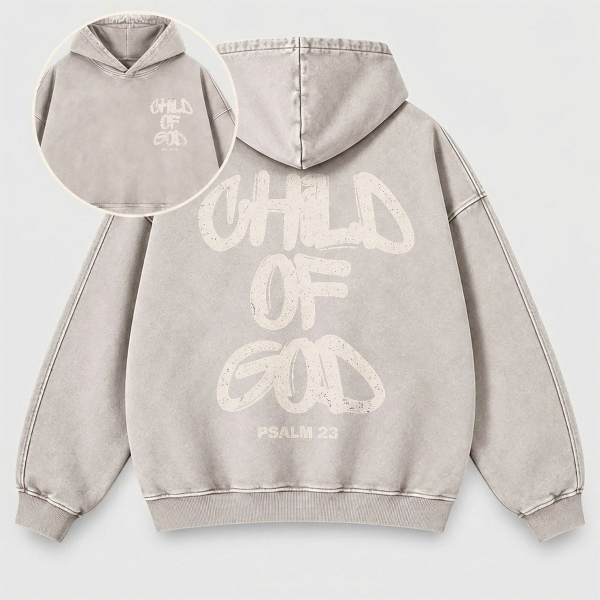 Child of God Washed Hoodie – Graffiti Streetwear Christian Hoodie