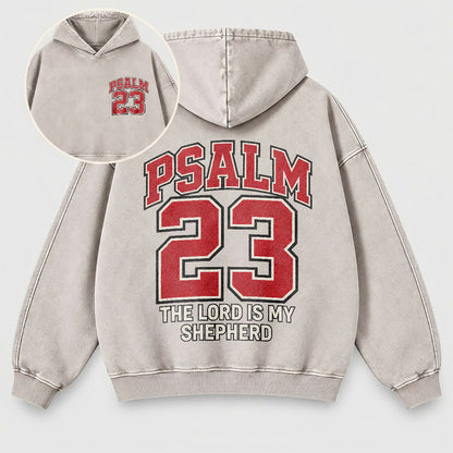 Psalm 23 Washed Hoodie – The Lord Is My Shepherd Varsity Christian Hoodie
