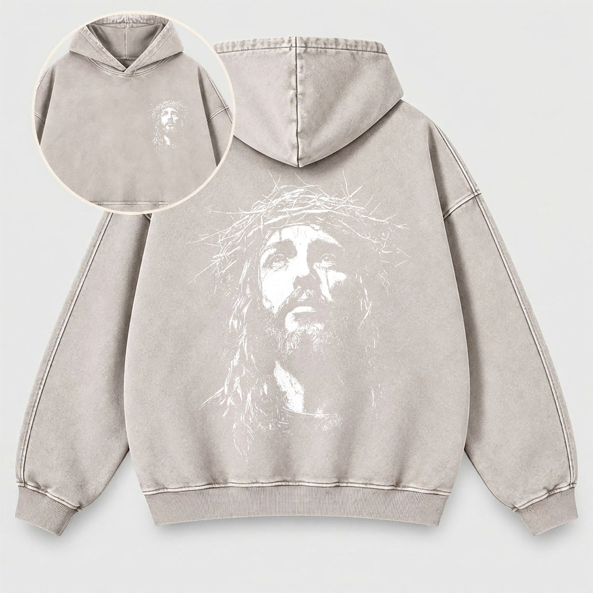 Jesus Crown of Thorns Washed Hoodie