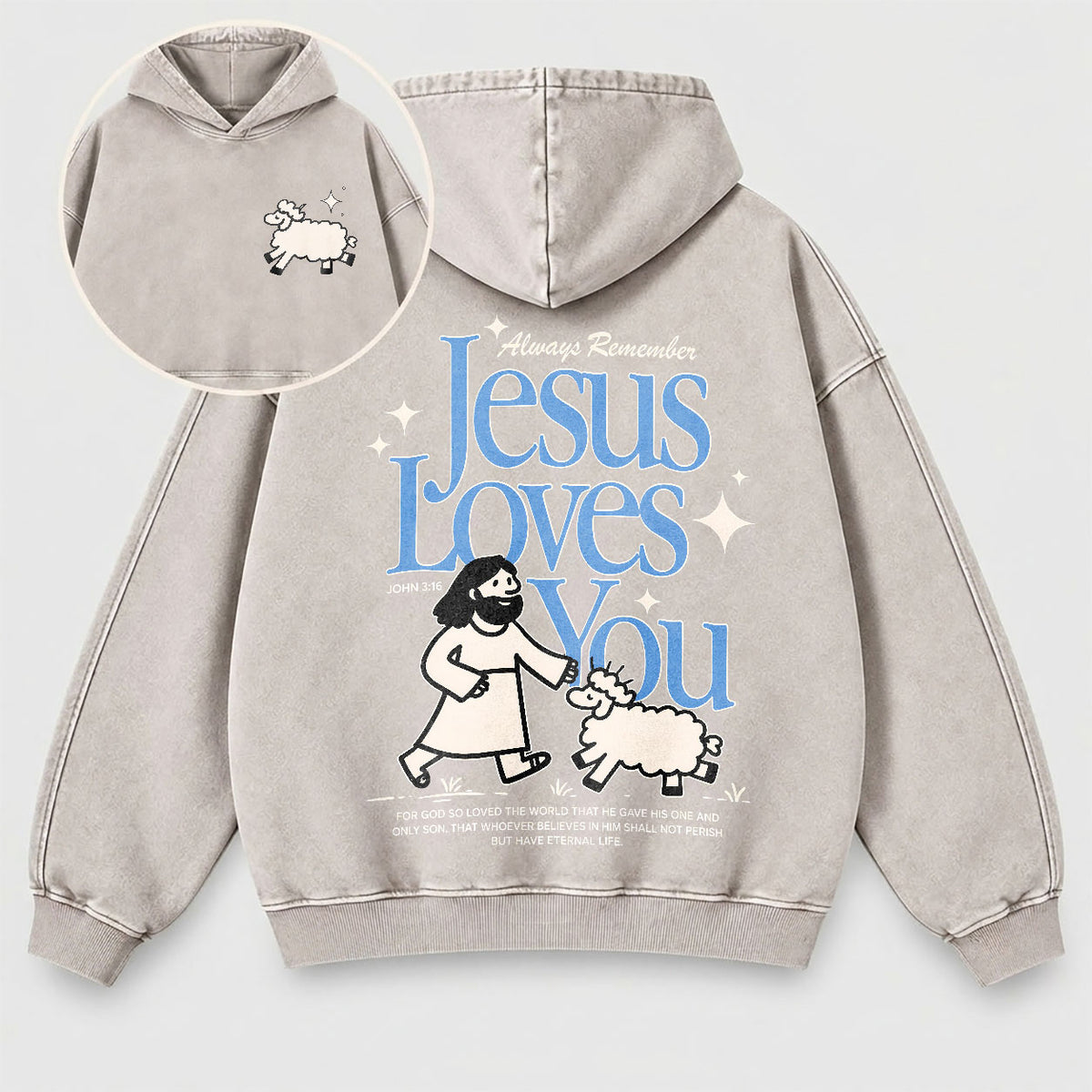 Jesus Loves You Washed Hoodie