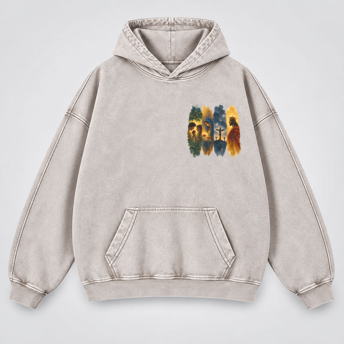 The Gospel Story Washed Hoodie – Jesus Life Watercolor Christian Hoodie