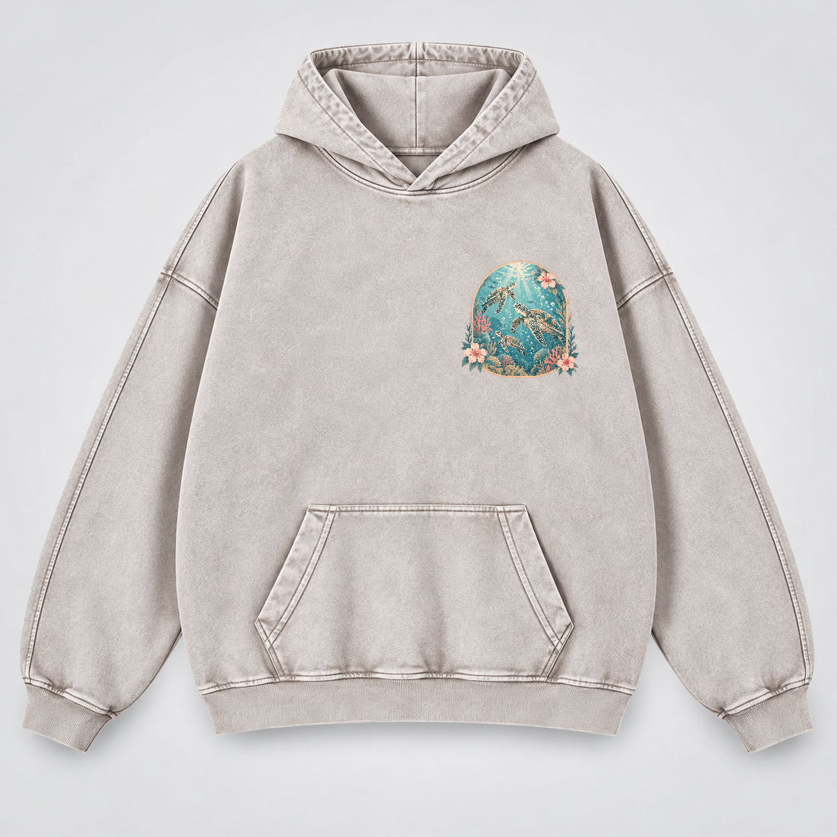 When You Go Through Deep Waters Washed Hoodie – Sea Turtle Isaiah 43:2