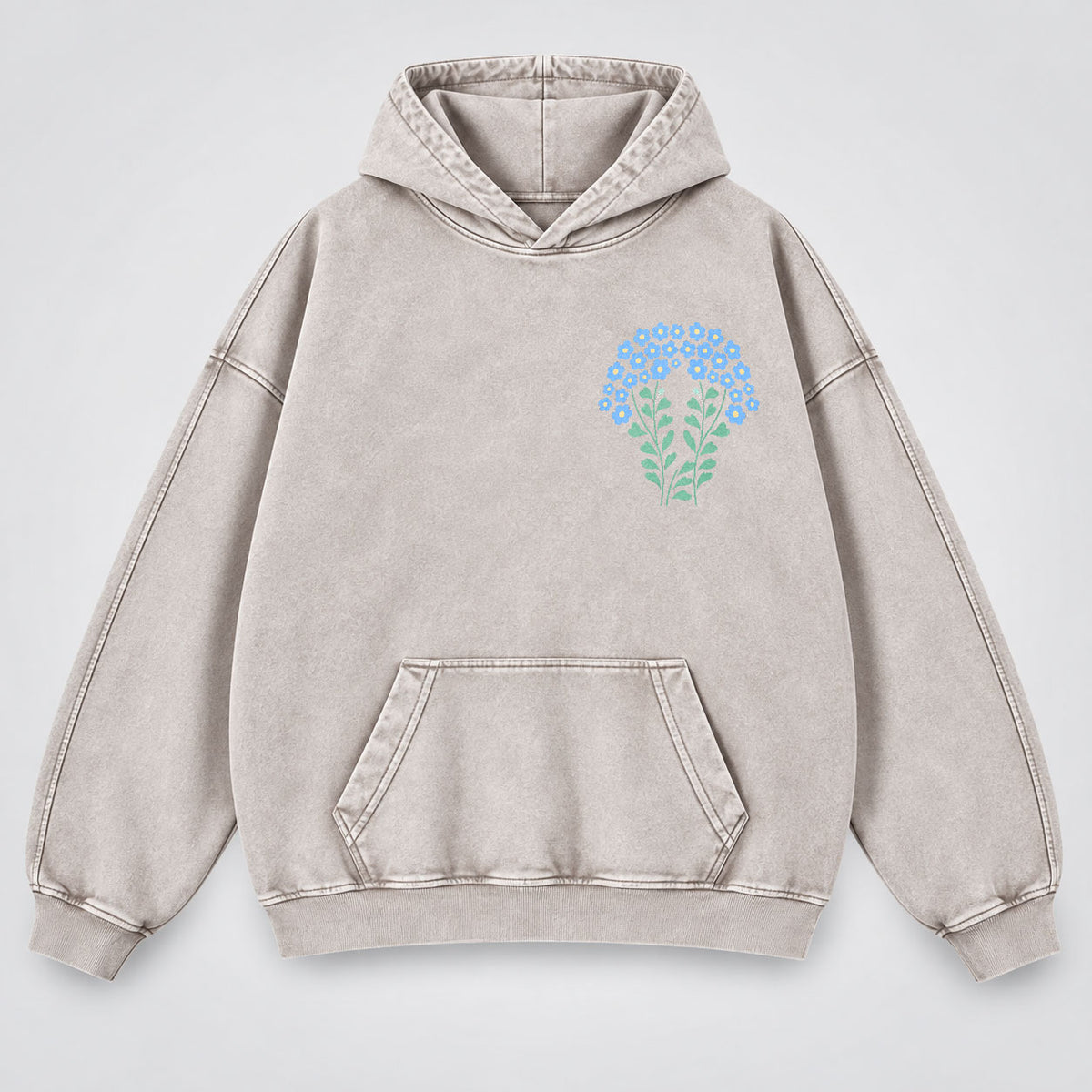 His Love Endures Forever Washed Hoodie – Boho Wildflower Christian Hoodie