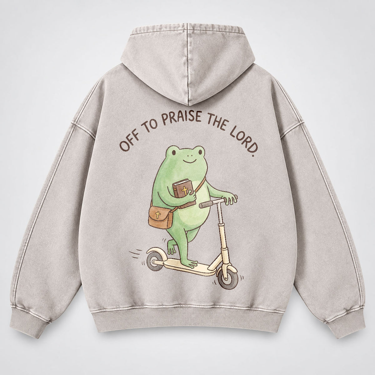Off To Praise The Lord Washed Hoodie –  Funny Christian Hoodie