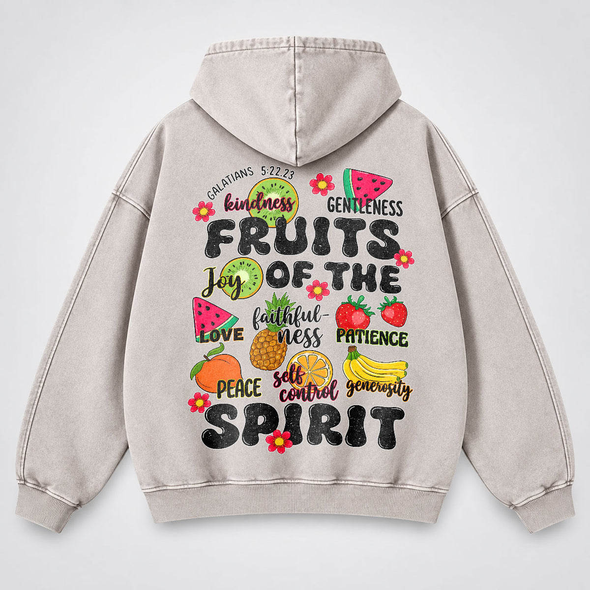 Fruits of the Spirit Washed Hoodie - Fruit Christian Hoodie