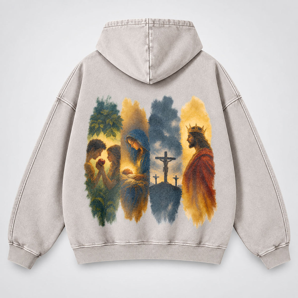 The Gospel Story Washed Hoodie – Jesus Life Watercolor Christian Hoodie