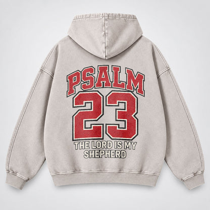 Psalm 23 Washed Hoodie – The Lord Is My Shepherd Varsity Christian Hoodie