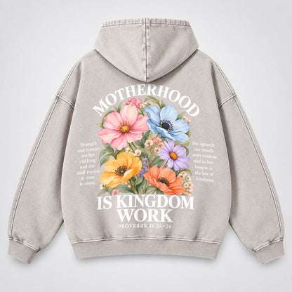 Motherhood Is Kingdom Work Washed Hoodie