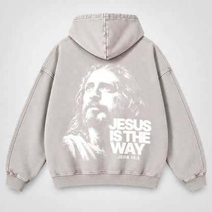 Jesus Is The Way Washed Hoodie