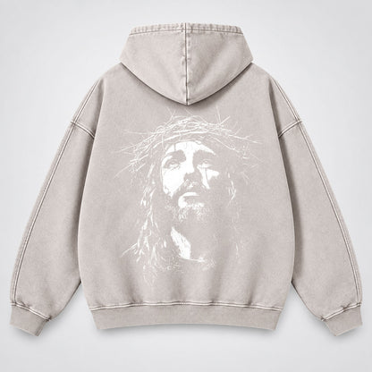 Jesus Crown of Thorns Washed Hoodie