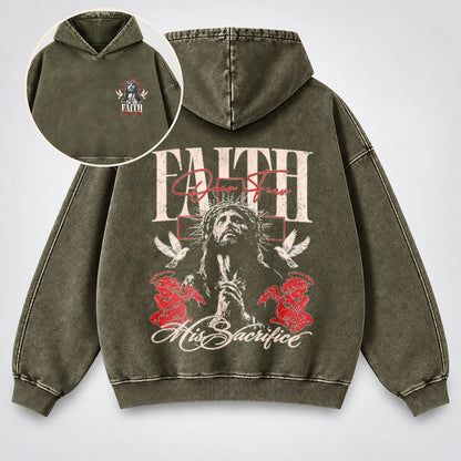 Faith Over Fear Washed Hoodie – Vintage Bootleg Jesus Christian Streetwear Hoodie