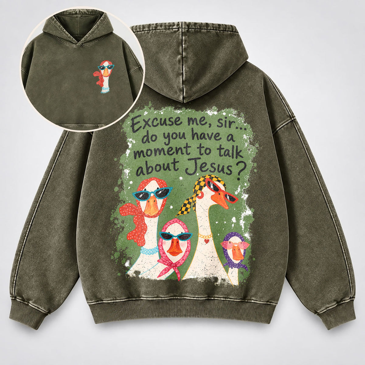Excuse Me Sir Washed Hoodie
