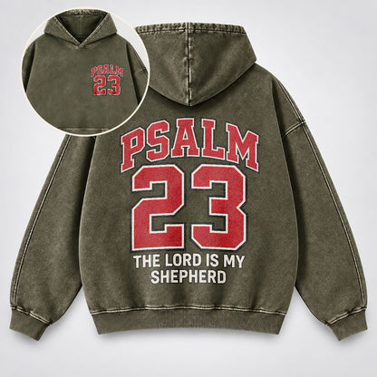 Psalm 23 Washed Hoodie – The Lord Is My Shepherd Varsity Christian Hoodie