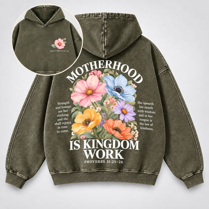 Motherhood Is Kingdom Work Washed Hoodie