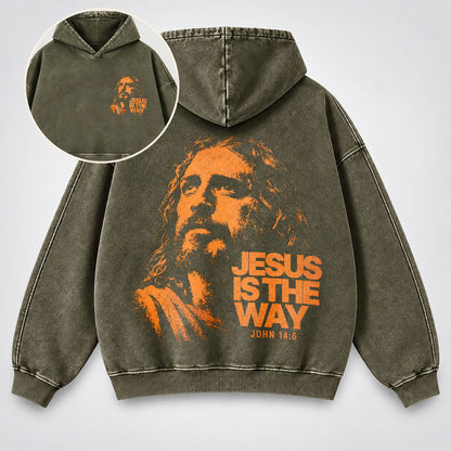 Jesus Is The Way Washed Hoodie
