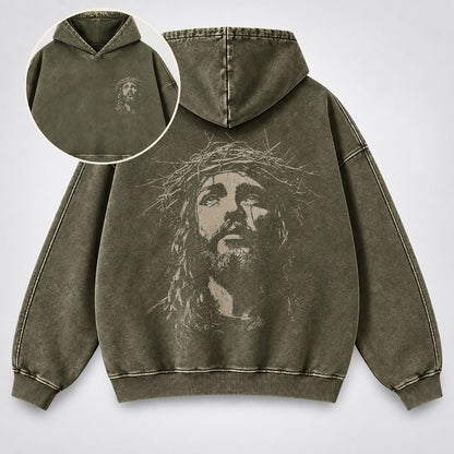 Jesus Crown of Thorns Washed Hoodie