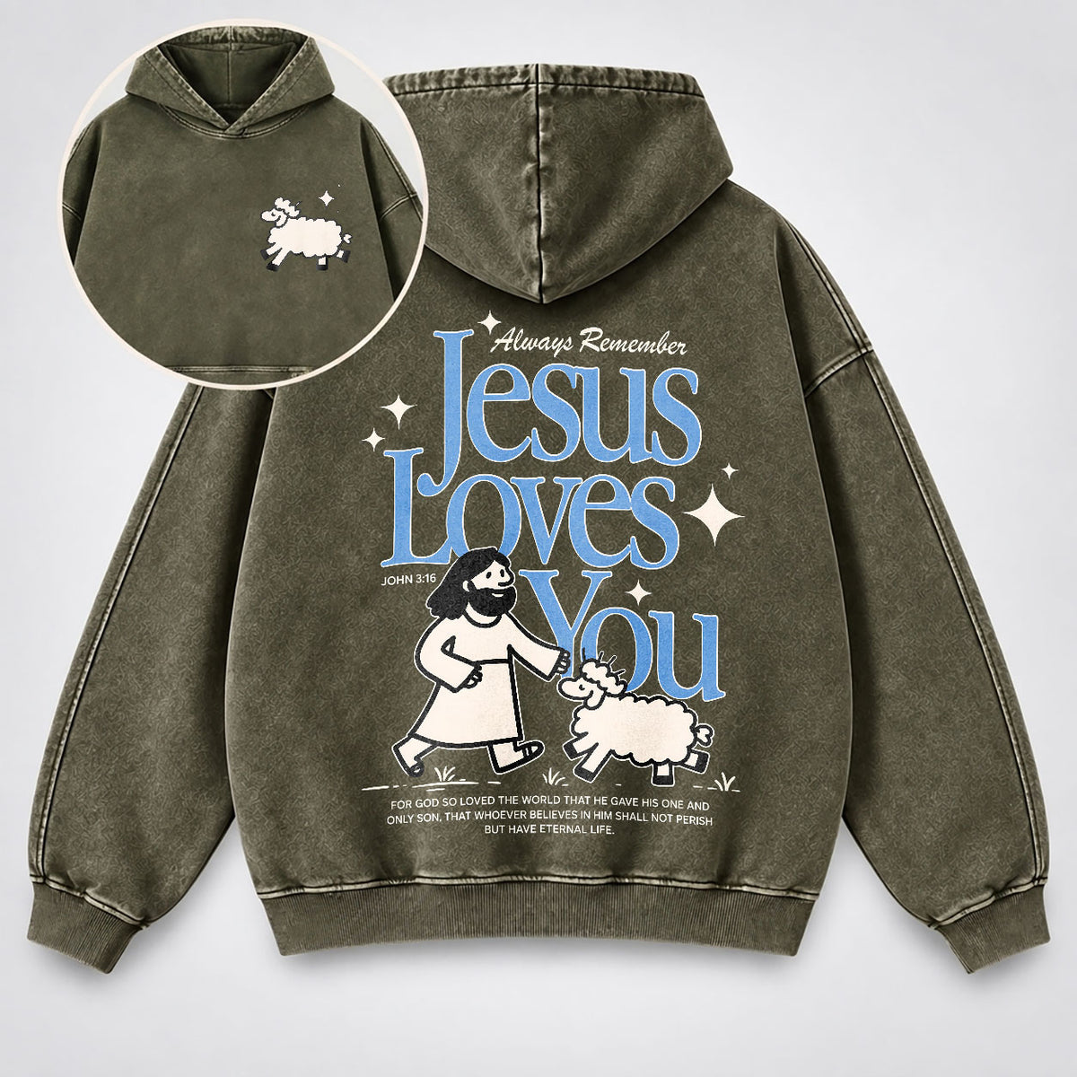 Jesus Loves You Washed Hoodie