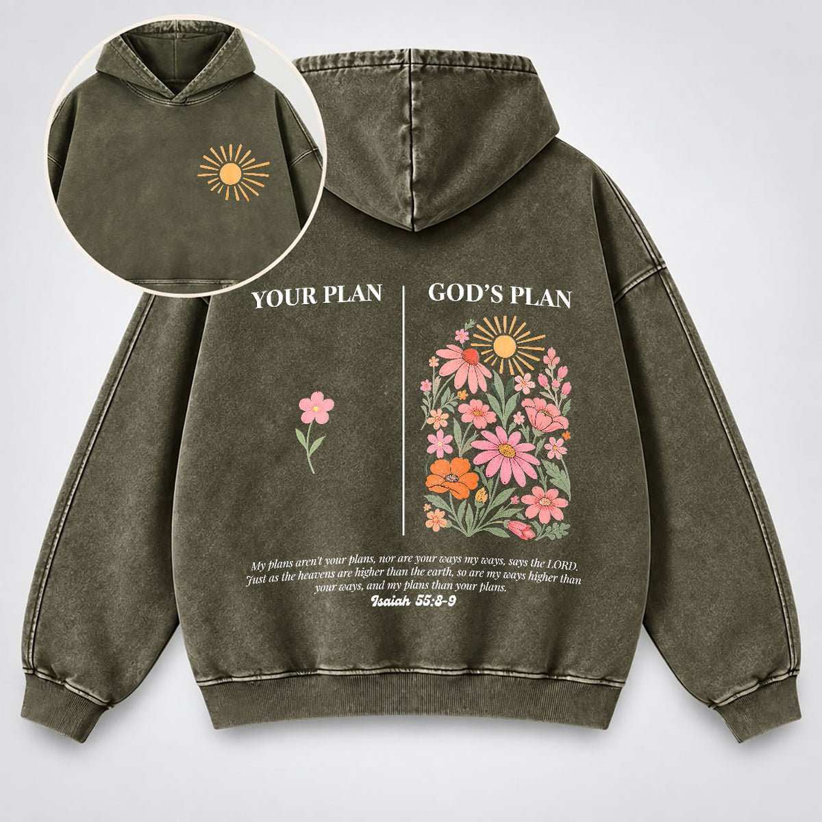 Your Plan God’s Plan Washed Hoodie – Wildflower Christian Hoodie
