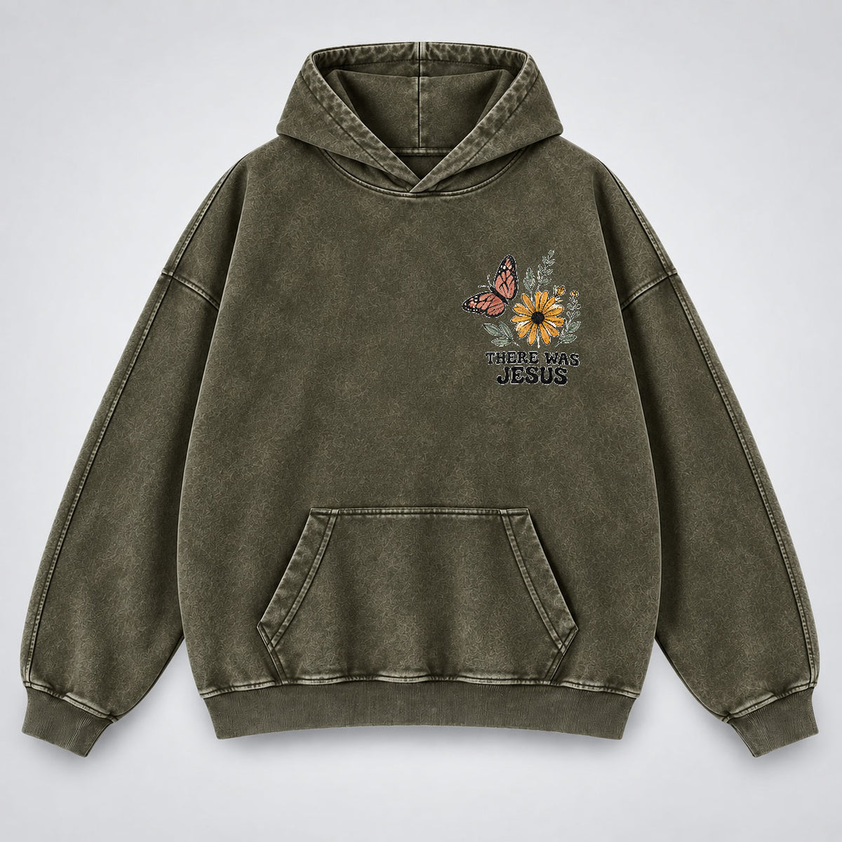There Was Jesus Washed Hoodie – Wildflower Christian Hoodie