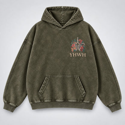 YHWH Our Very Breath Speaks His Name Washed Hoodie