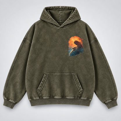 Jesus Good Shepherd Washed Hoodie – Lamb & Cross Christian Hoodie