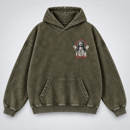 Faith Over Fear Washed Hoodie – Vintage Bootleg Jesus Christian Streetwear Hoodie