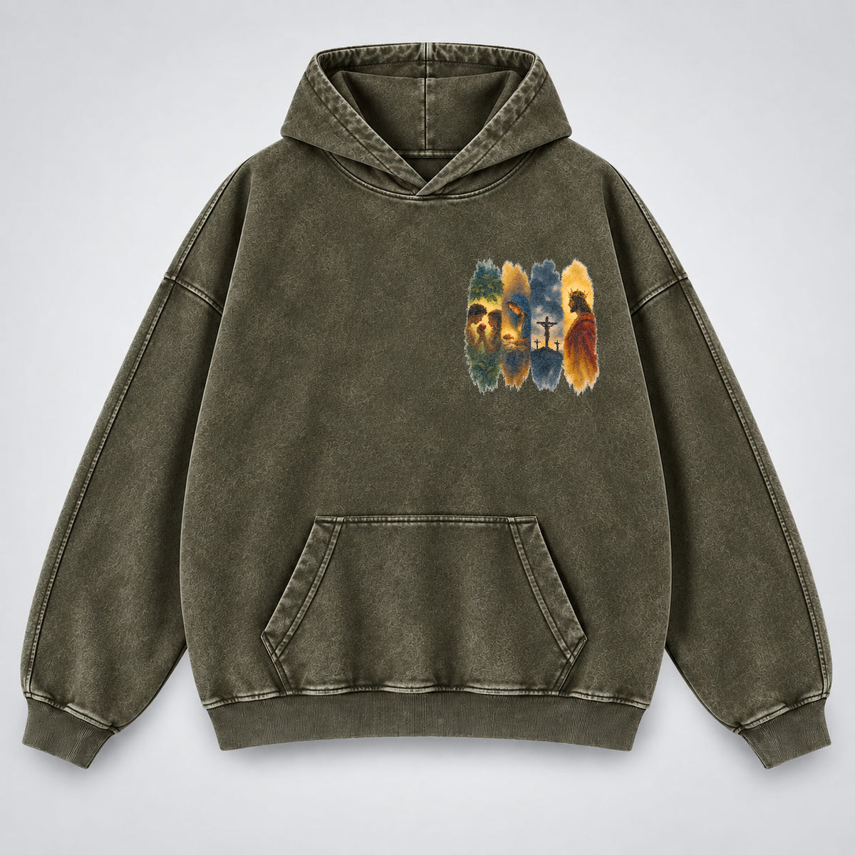 The Gospel Story Washed Hoodie – Jesus Life Watercolor Christian Hoodie