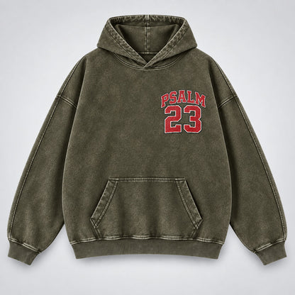 Psalm 23 Washed Hoodie – The Lord Is My Shepherd Varsity Christian Hoodie