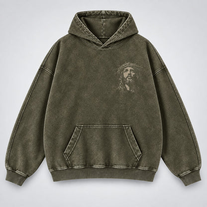 Jesus Crown of Thorns Washed Hoodie