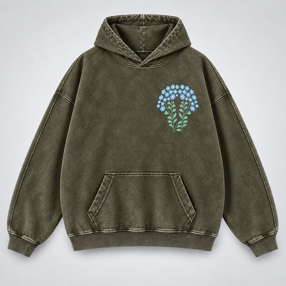 His Love Endures Forever Washed Hoodie – Boho Wildflower Christian Hoodie