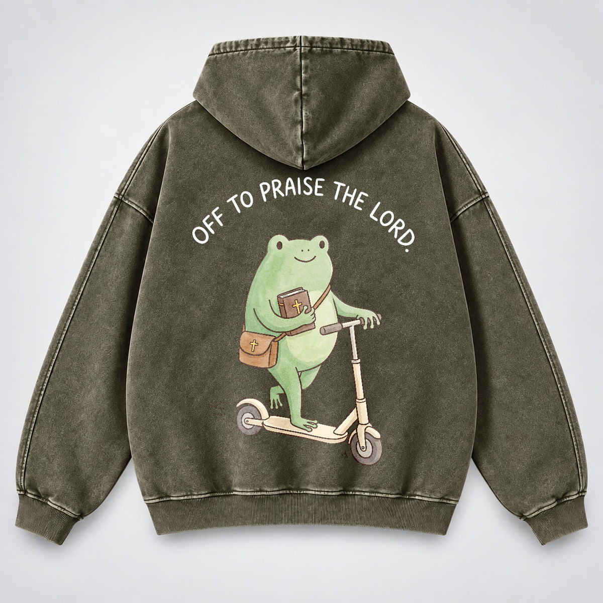Off To Praise The Lord Washed Hoodie –  Funny Christian Hoodie