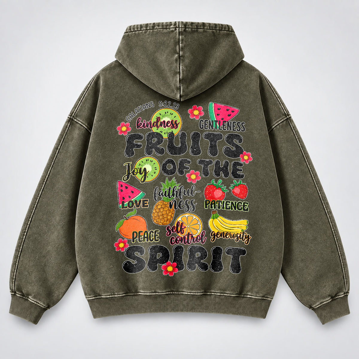 Fruits of the Spirit Washed Hoodie - Fruit Christian Hoodie