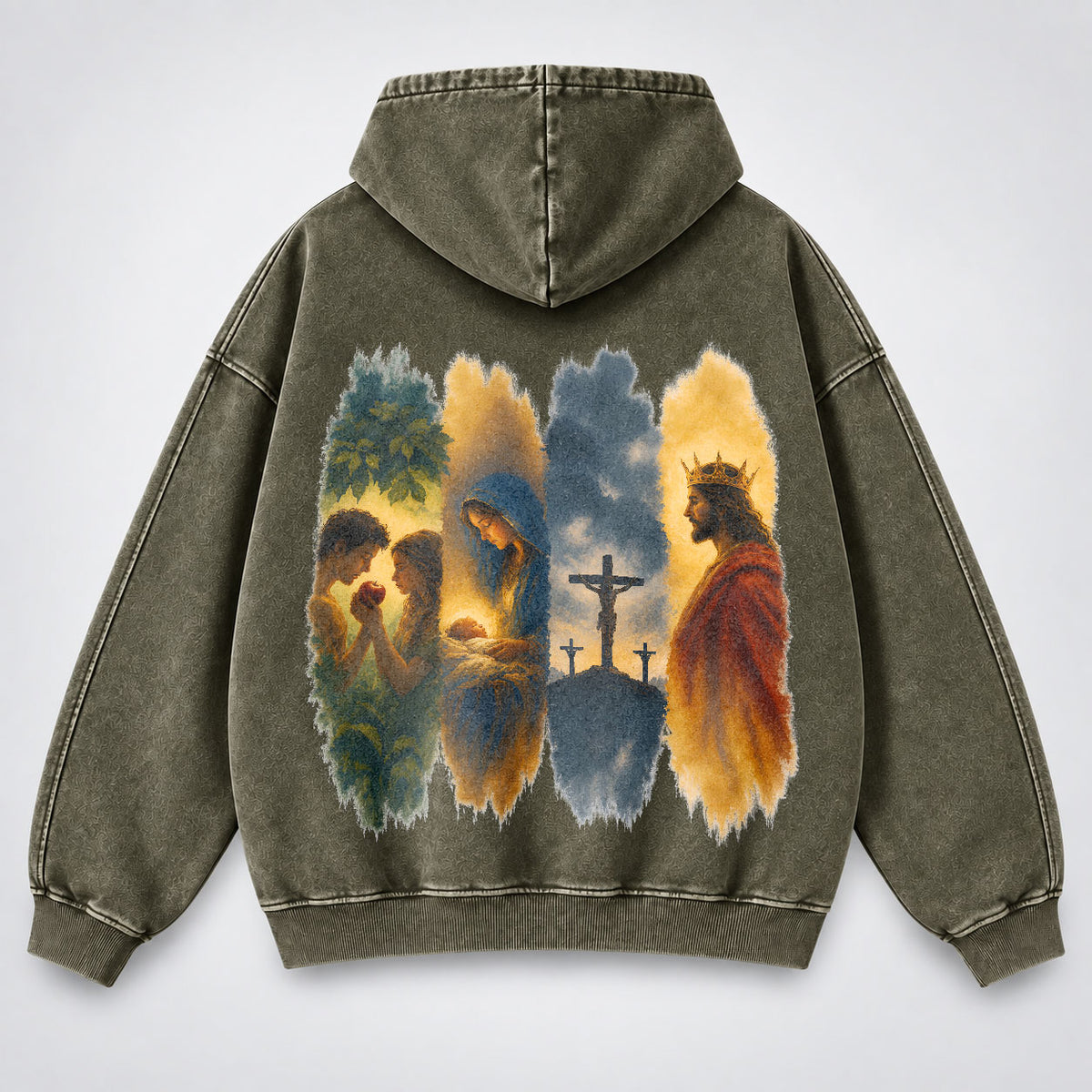 The Gospel Story Washed Hoodie – Jesus Life Watercolor Christian Hoodie