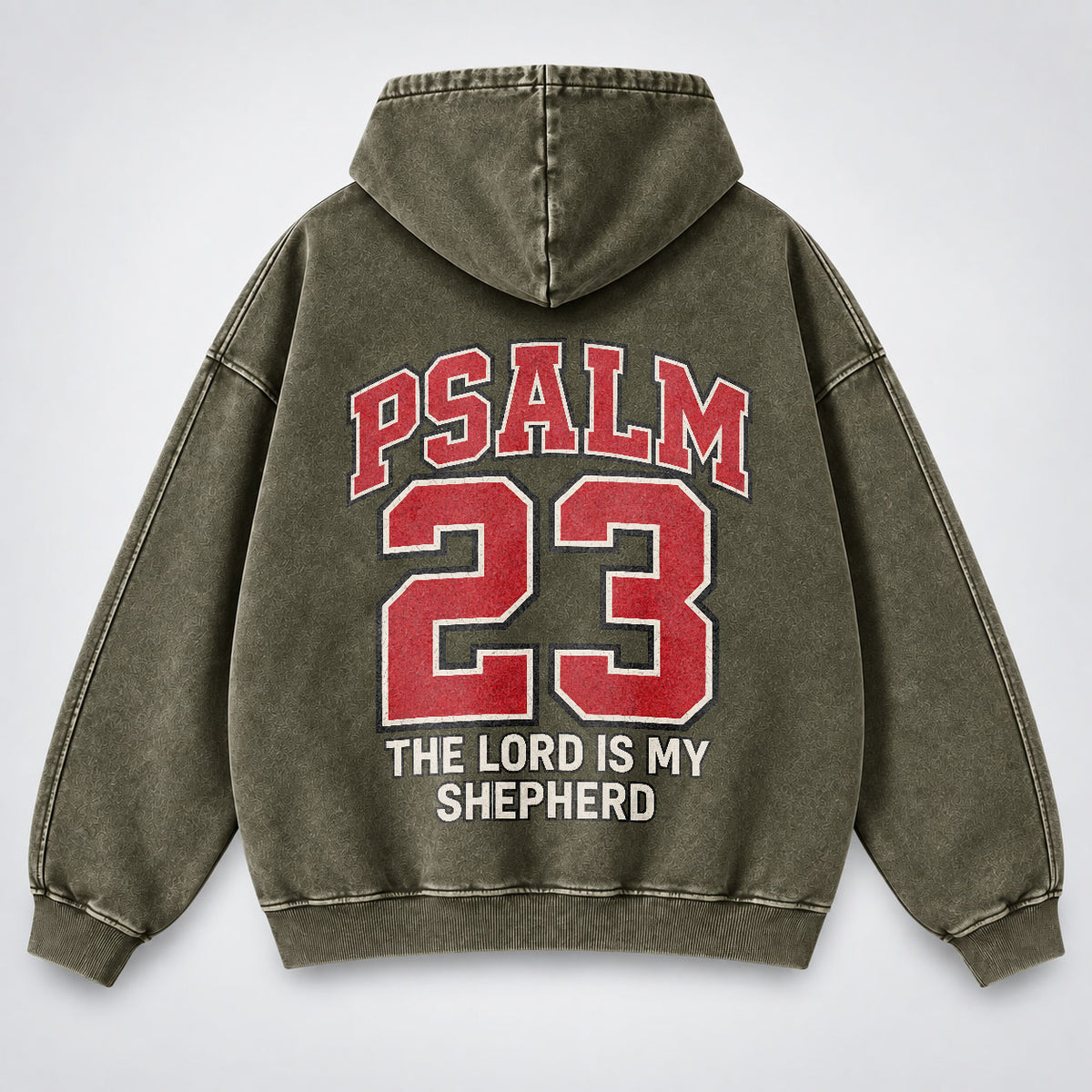 Psalm 23 Washed Hoodie – The Lord Is My Shepherd Varsity Christian Hoodie