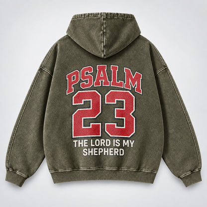 Psalm 23 Washed Hoodie – The Lord Is My Shepherd Varsity Christian Hoodie