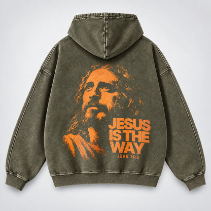 Jesus Is The Way Washed Hoodie