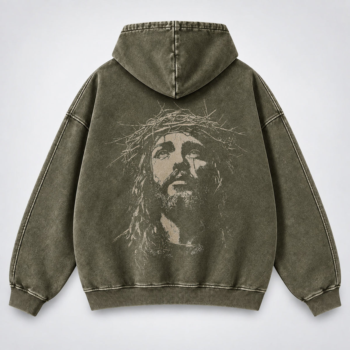 Jesus Crown of Thorns Washed Hoodie