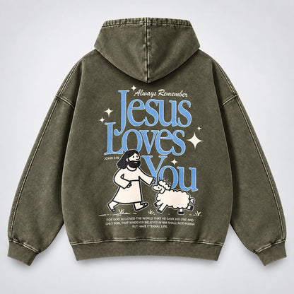 Jesus Loves You Washed Hoodie