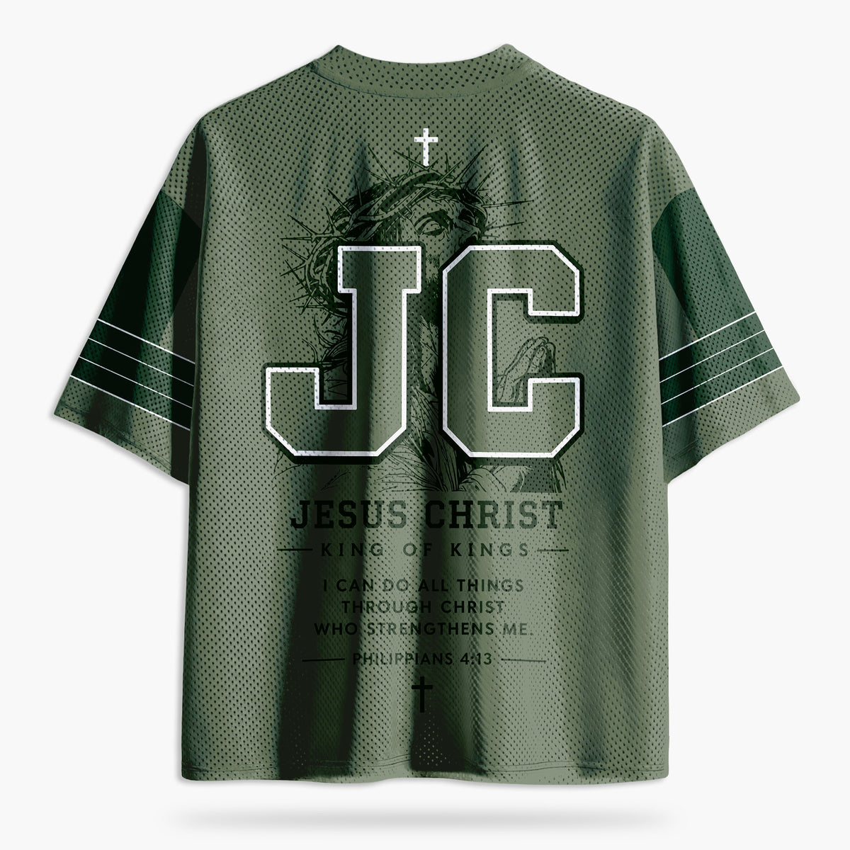 Praying Jesus Christian Green Mesh Jersey