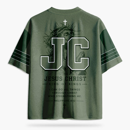 Praying Jesus Christian Green Mesh Jersey