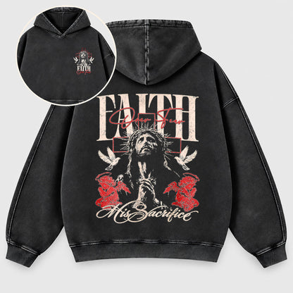 Faith Over Fear Washed Hoodie – Vintage Bootleg Jesus Christian Streetwear Hoodie