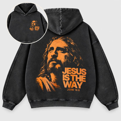 Jesus Is The Way Washed Hoodie