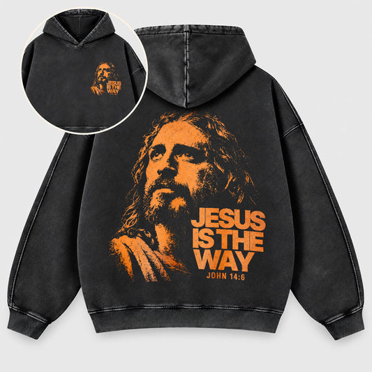 Jesus Is The Way Washed Hoodie