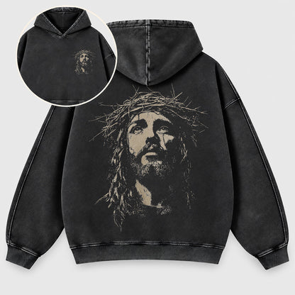 Jesus Crown of Thorns Washed Hoodie