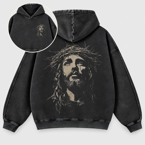 Jesus Crown of Thorns Washed Hoodie