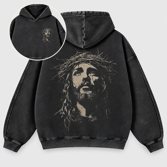 Jesus Crown of Thorns Washed Hoodie