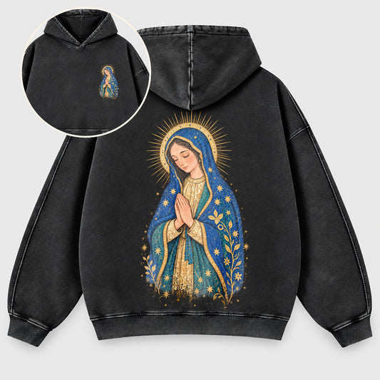 Our Lady of Guadalupe Washed Hoodie – Catholic Oversized