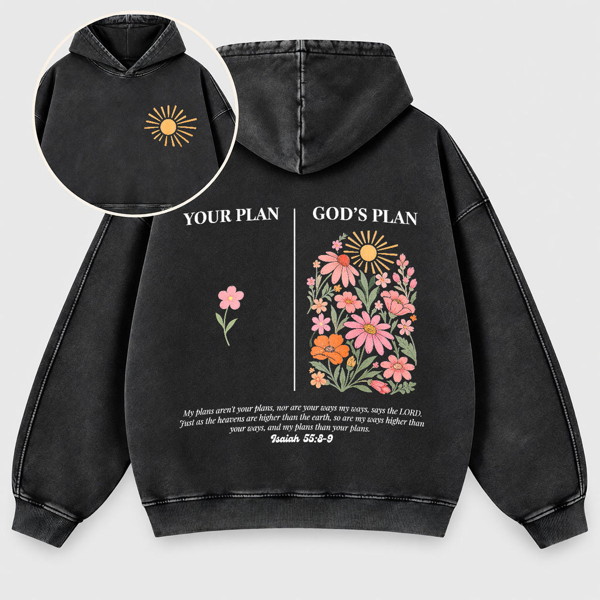 Your Plan God’s Plan Washed Hoodie – Wildflower Christian Hoodie